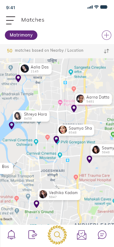 Matches List - Nearby Location – 6