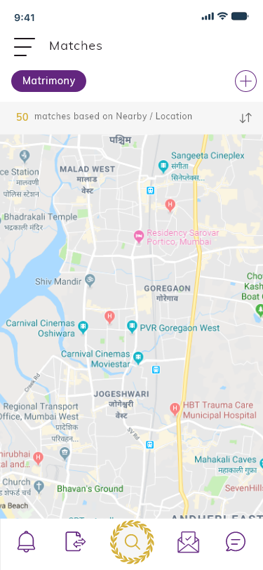 Matches List - Nearby Location – 7