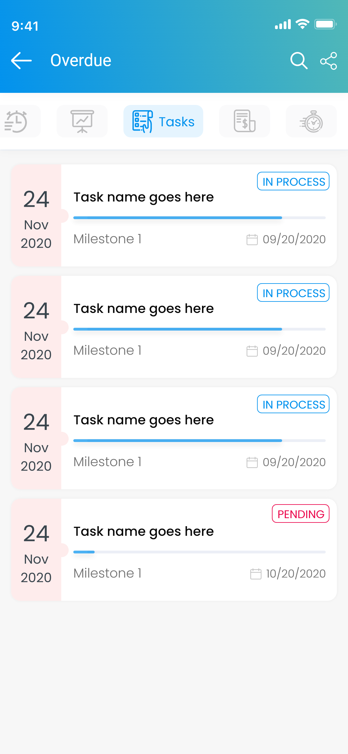 13 Overdue - Tasks page